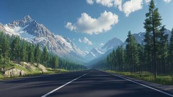 Golden summer road mountain tourism beauty view clouds sky photo