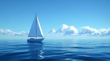 barco navegación en Oceano agua y azul cielo con nube marina tema foto