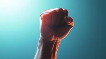 Hands man clenched tightly with enthusiasm fighting power gesture expression photo