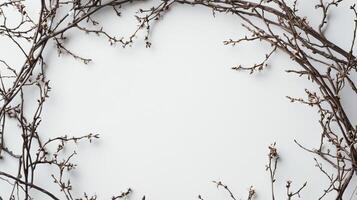 Decorative frame made of circular dry tree branches photo