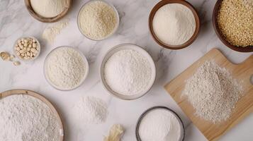 Gluten free flour various product for cake and make bread healthy lifestyle photo