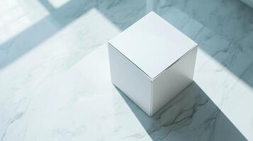 White voting box in white table with shadow sun light photo