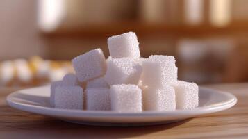 Sugar cube stack sweetener for cake, drink and food photo