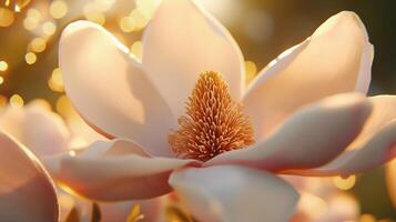 Magnolia white macro flower vivid vibrant blurred nature background photo