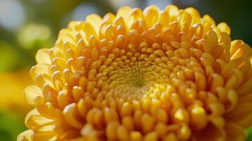 Chrysanthemum yellow flower macro petals blurred background photo