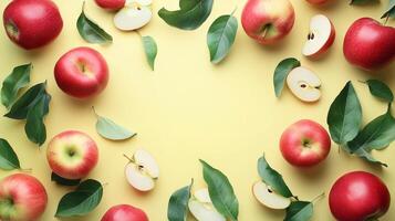 Apple fruit frame rounded copy space empty blank space photo