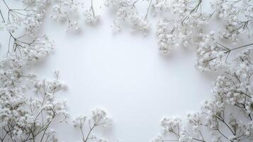 Baby breath flower frame rounded empty center nature background photo