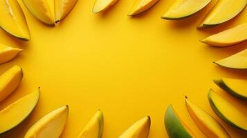 Mango slice healthy organic fruit real food rounded border frame copy space photo