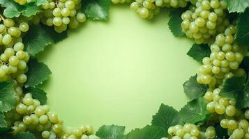 Green grape healthy organic fruit real food rounded border frame copy space photo