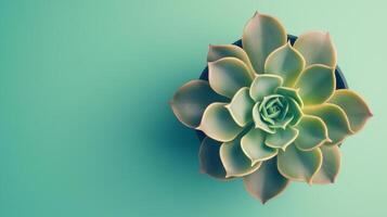 Succulent cactus decoration mini plant border frame copy space blue background photo