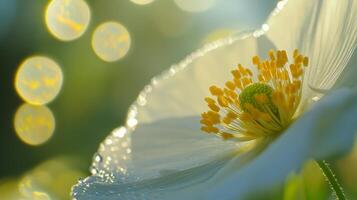 Snopdrop flower blossoming botanical garden macro photo blurred background