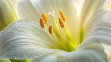 White amarilys flower macro photo bokeh blurred background