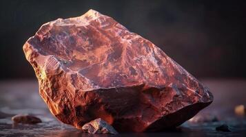 Red stone igneous rock type with metal mineral composition of rocks photo
