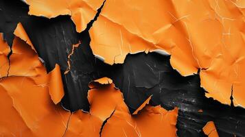 Torn black, orange on paper cut rustic tile vintage background photo