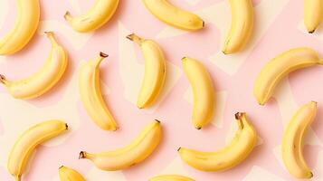 Banana fruit pattern seamless on pink background photo