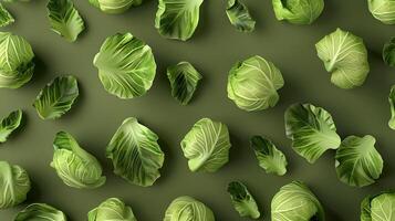 Cabbage vegetable pattern organic botanical farming seamless background photo