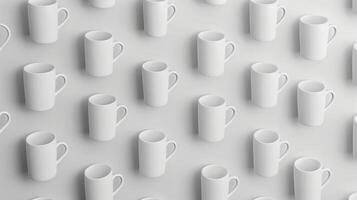 Ceramic white cup mug empty liquid seamless pattern light solid background photo