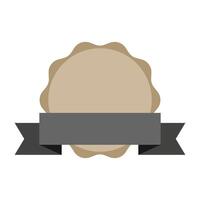 Labels and badges Starburst shape icon, sticker sunburst of banner and label on white background with dark gray ribbon. Flat design element design for diploma, certificate, attestation vector