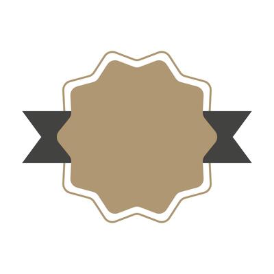 Premium Quality shape badge starburst icon sticker, sunburst of banner and label on white background with dark gray ribbon. Element design for diploma, certificate, attestation