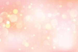Light pink background with bokeh. Abstract golden glitter texture. Beige gradient with star glow. Ivory pastel blurred backdrop for wedding invitation design. Nude elegant gradation wallpaper vector