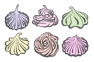 Meringue icon. Whipped cream for cake and pie desserts. Pastry illustration on white background. Swirl desert, mousse foam. vector