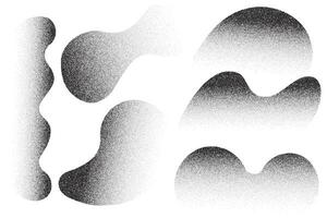 Dotted noisy gradient shapes. Grainy abstract spray paint wavy shadow on white background. grunge halftone effect. Fluid dusty blobs. vector