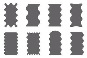 Y2k squiggle frame. Zigzag wavy border for story. Rectangle serrated retro groovy shapes set. Cute funky geometric posters for modern design. Aesthetic elements. vector