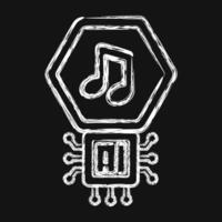 Icon ai music sound. Artificial intelligence elements. Icon in chalk style. vector