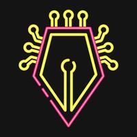 Icon ai writting. Artificial intelligence elements. Icon in neon style. vector