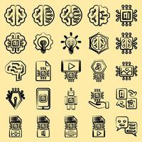 Icon set of artificial intelligence. Artificial intelligence elements. Icon in hand drawn style. vector