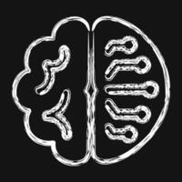 Icon brain circuit. Artificial intelligence elements. Icon in chalk style. vector
