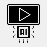 Icon ai . Artificial intelligence elements. Icon in glyph style. vector