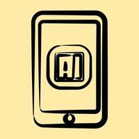 Icon ai application. Artificial intelligence elements. Icon in hand drawn style. vector