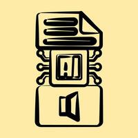 Icon text to sound. Artificial intelligence elements. Icon in hand drawn style. vector