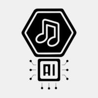 Icon ai music sound. Artificial intelligence elements. Icon in glyph style. vector