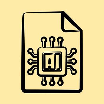 icono ai documento. artificial inteligencia elementos. icono en mano dibujado estilo. vector
