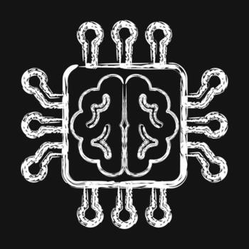 Icon artificial brain. Artificial intelligence elements. Icon in chalk style. vector
