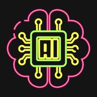 Icon embedded device. Artificial intelligence elements. Icon in neon style. vector