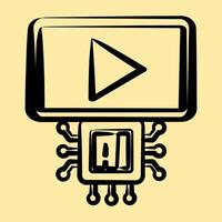 Icon ai . Artificial intelligence elements. Icon in hand drawn style. vector