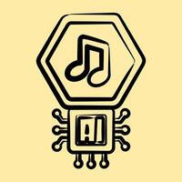 Icon ai music sound. Artificial intelligence elements. Icon in hand drawn style. vector