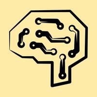 Icon digital brain. Artificial intelligence elements. Icon in hand drawn style. vector