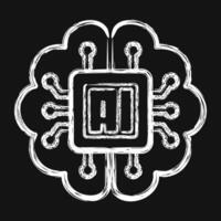 Icon embedded device. Artificial intelligence elements. Icon in chalk style. vector