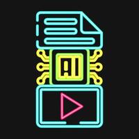 Icon text to . Artificial intelligence elements. Icon in neon style. vector