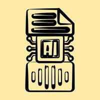 Icon speech to text. Artificial intelligence elements. Icon in hand drawn style. vector