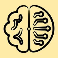 Icon brain circuit. Artificial intelligence elements. Icon in hand drawn style. vector