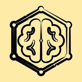 Icon deep learning. Artificial intelligence elements. Icon in hand drawn style. vector