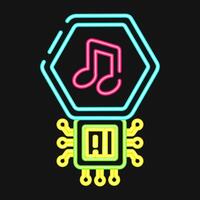 Icon ai music sound. Artificial intelligence elements. Icon in neon style. vector