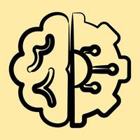 Icon machine learning. Artificial intelligence elements. Icon in hand drawn style. vector