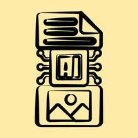 Icon text to image. Artificial intelligence elements. Icon in hand drawn style. vector