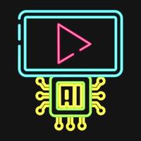 Icon ai . Artificial intelligence elements. Icon in neon style. vector